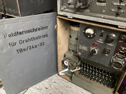 Feldhellschreiber with box in museum in 2026